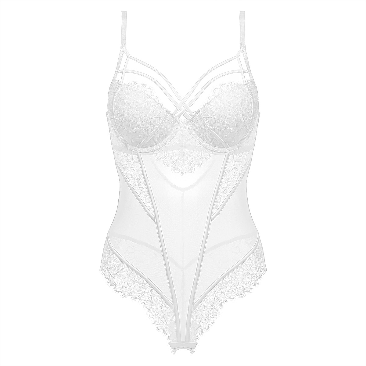 Связанный женский бюстгальтер-боди Sexy Lace Body Shaper Собранное прозрачное нижнее белье